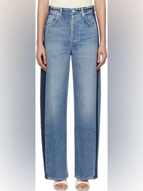 Citizens of Humanity Blue Ayla Baggy Tuxedo Stripe Jeans
